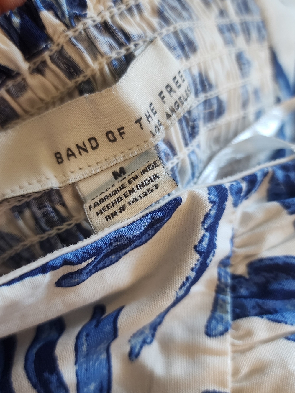 Strapless White Maxi Dress with Blue Floral Print - Picture 3 of 4